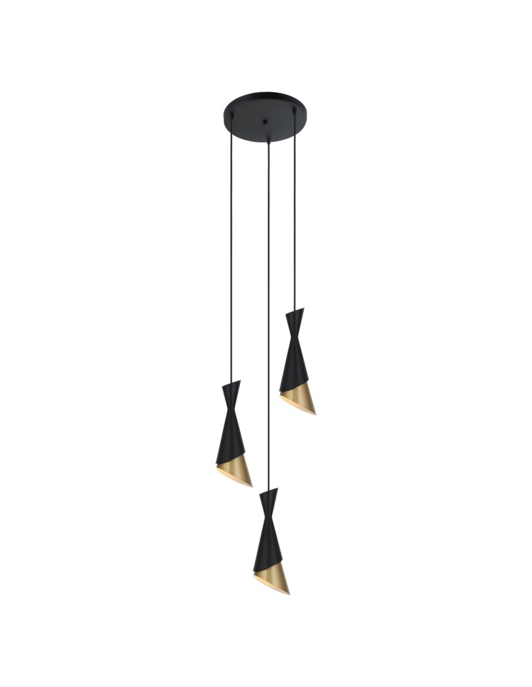 Lampy wiszące - ITALUX Malia Wisząca E27 3x40W Czarny/Złoty PND-85949-3 BK+GD - produkt kolory-swiatla.pl 1