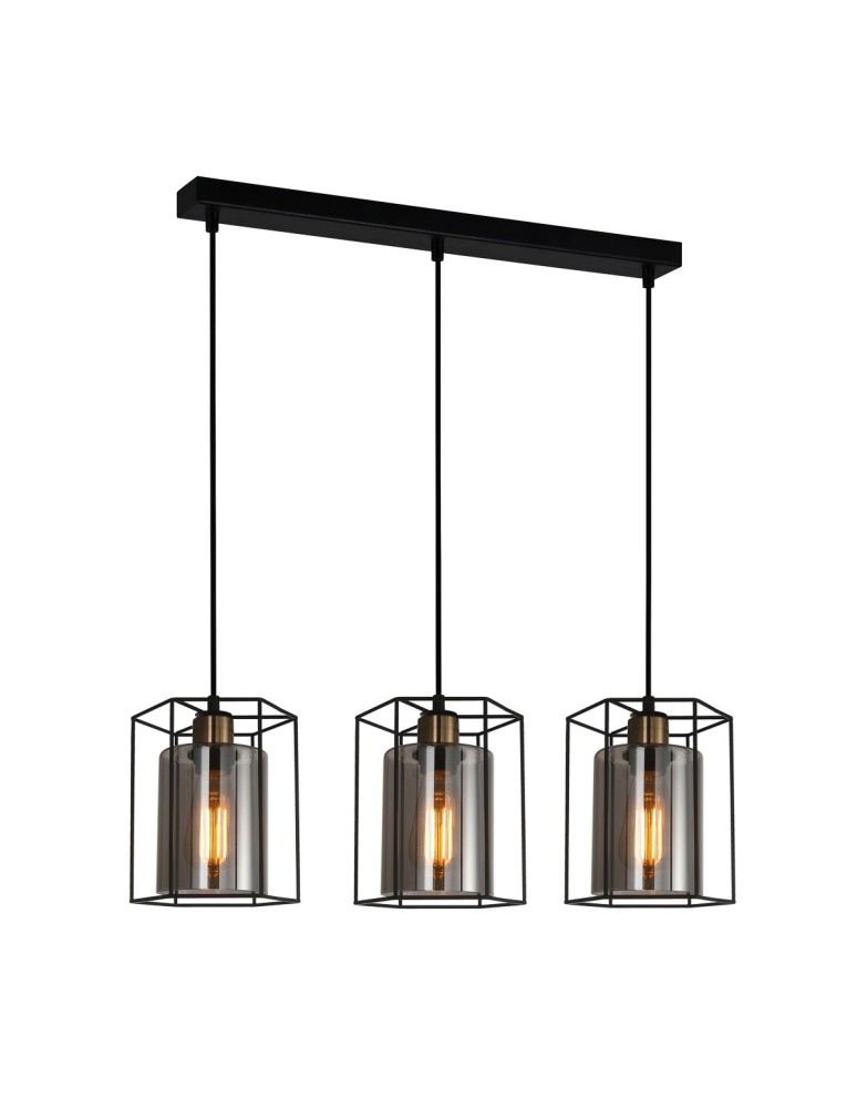 Lampy wiszące loftowe - ITALUX Kalula Wisząca E27 3x40W Czarny PND-78901-3-BK+SG - produkt kolory-swiatla.pl 1