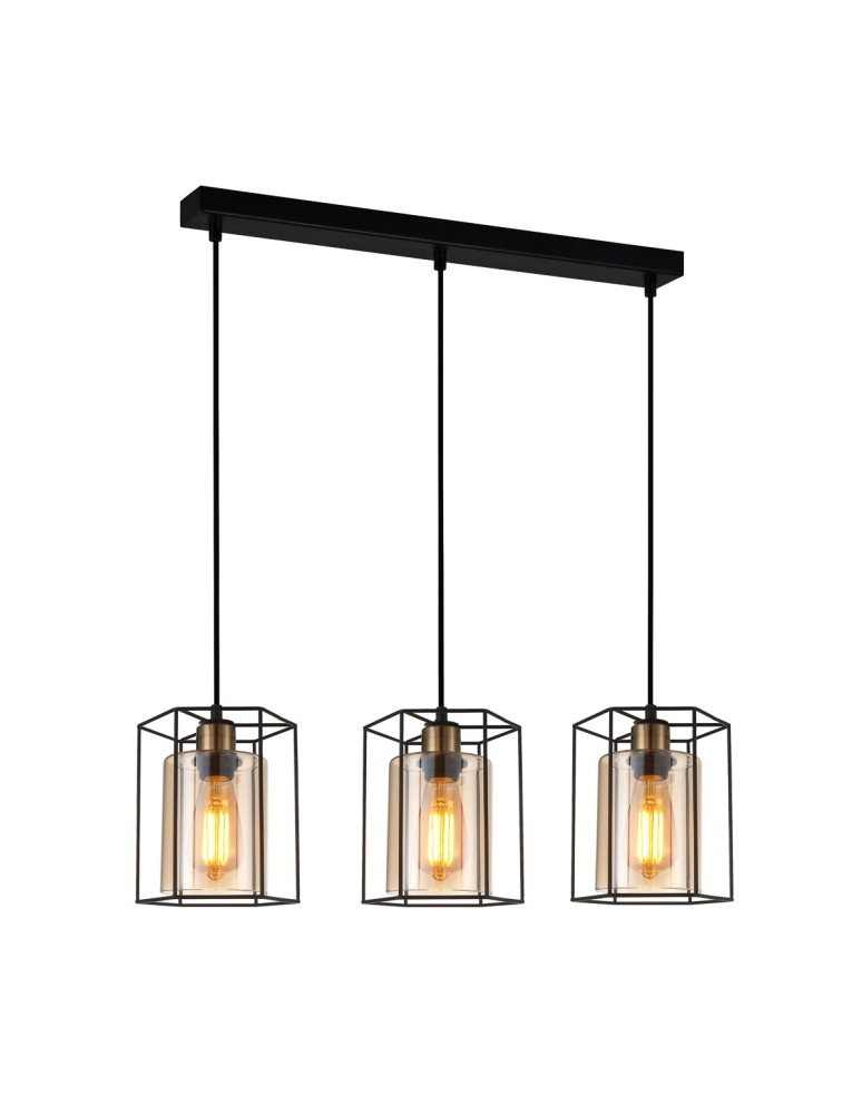 Lampy wiszące loftowe - ITALUX Kalula Wisząca E27 3x40W Czarny PND-78901-3-BK+AMB - produkt kolory-swiatla.pl 1