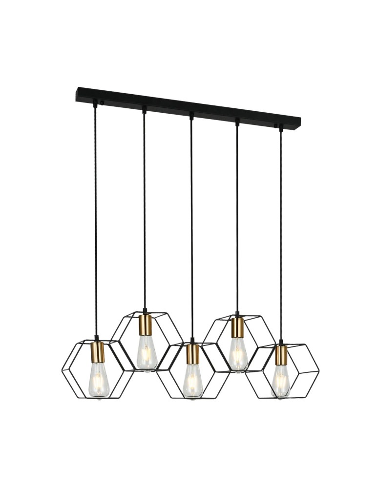 Lampy wiszące na listwie - ITALUX Aina Wisząca E27 5x40W Czarny PND-74889-5-BK - produkt kolory-swiatla.pl 1