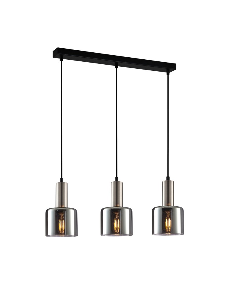 Lampy wiszące na listwie - ITALUX Santia Wisząca E27 3x40W Srebrny PND-65342-3-SC+SG - produkt kolory-swiatla.pl 1