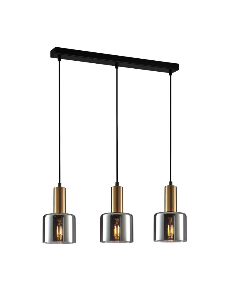 Lampy wiszące na listwie - ITALUX Santia Wisząca E27 3x40W Miedziany PND-65342-3-BRO+SG - produkt kolory-swiatla.pl 1