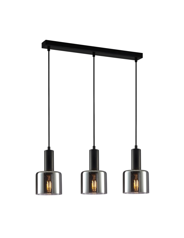 Lampy wiszące na listwie - ITALUX Santia Wisząca E27 3x40W Czarny PND-65342-3-BK+SG - produkt kolory-swiatla.pl 1