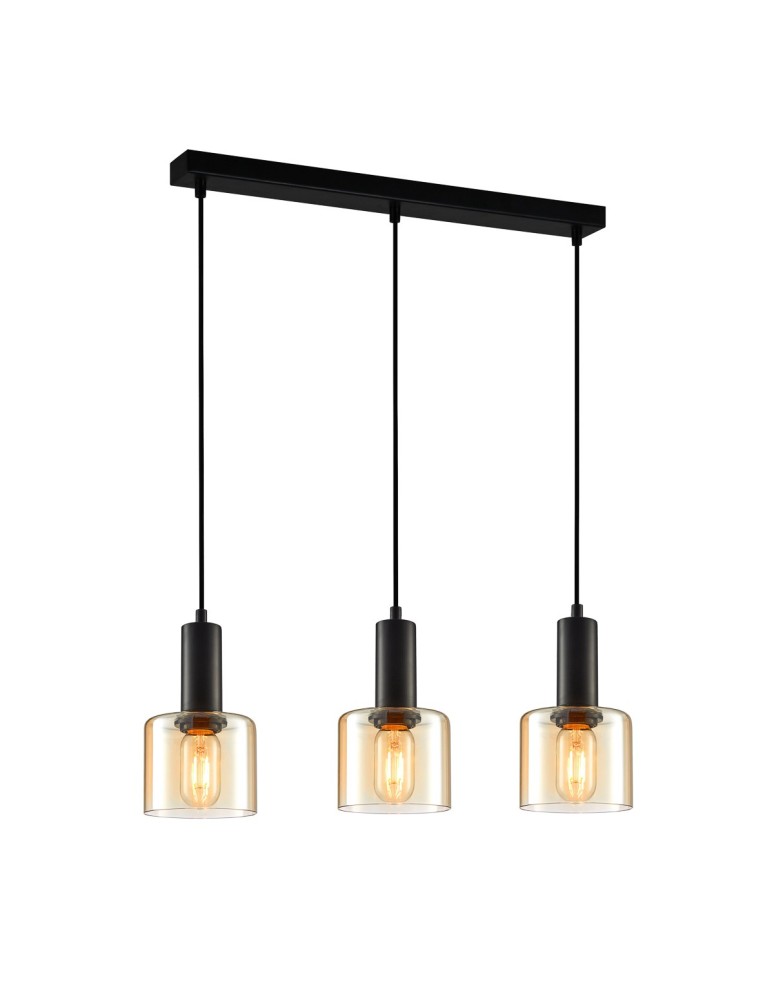 Lampy wiszące na listwie - ITALUX Santia Wisząca E27 3x40W Czarny PND-65342-3-BK+AMB - produkt kolory-swiatla.pl 1