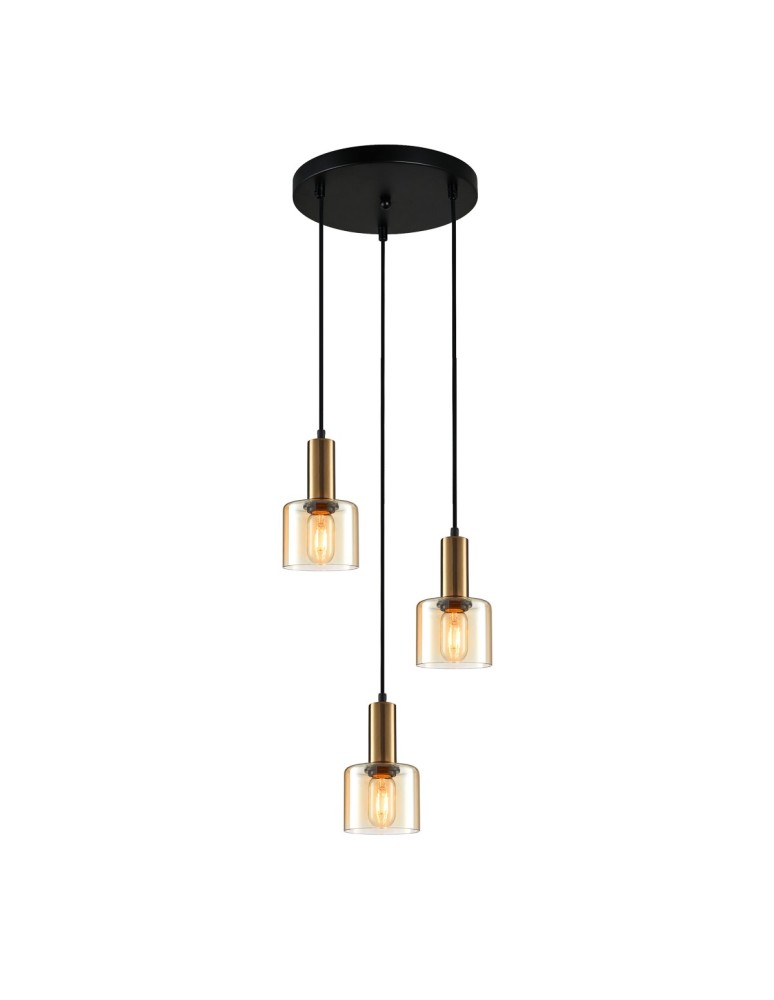Lampy wiszące - ITALUX Santia Wisząca E27 3x40W Miedziany PND-65342-3A-BRO+AMB - produkt kolory-swiatla.pl 1