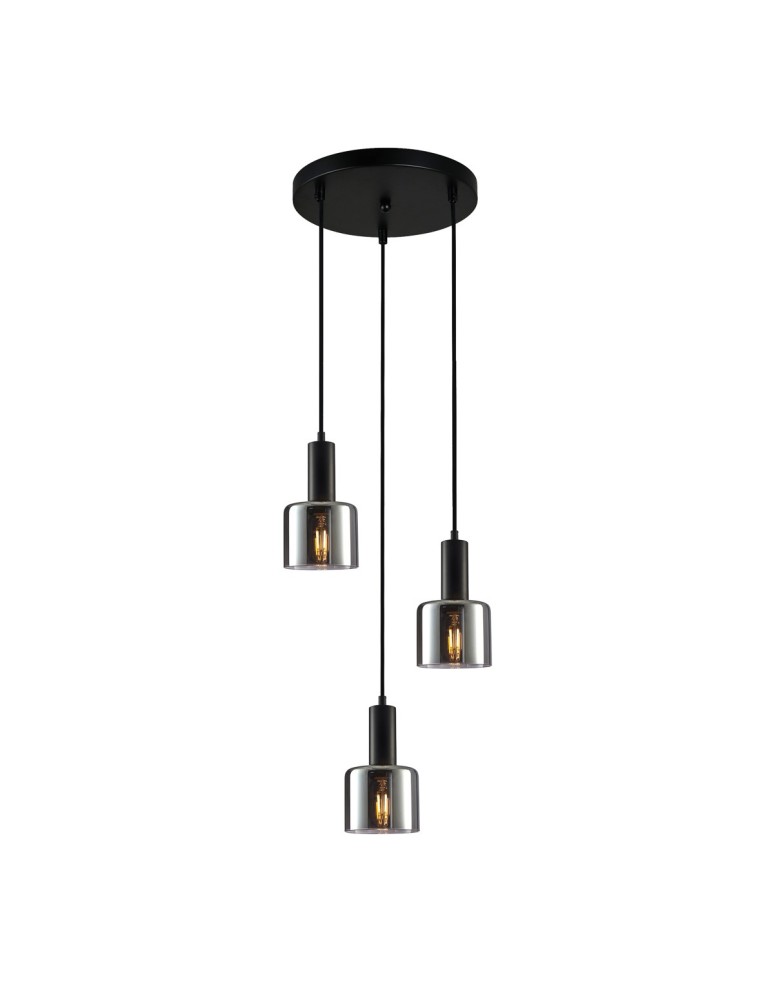 Lampy wiszące - ITALUX Santia Wisząca E27 3x40W Czarny PND-65342-3A-BK+SG - produkt kolory-swiatla.pl 1