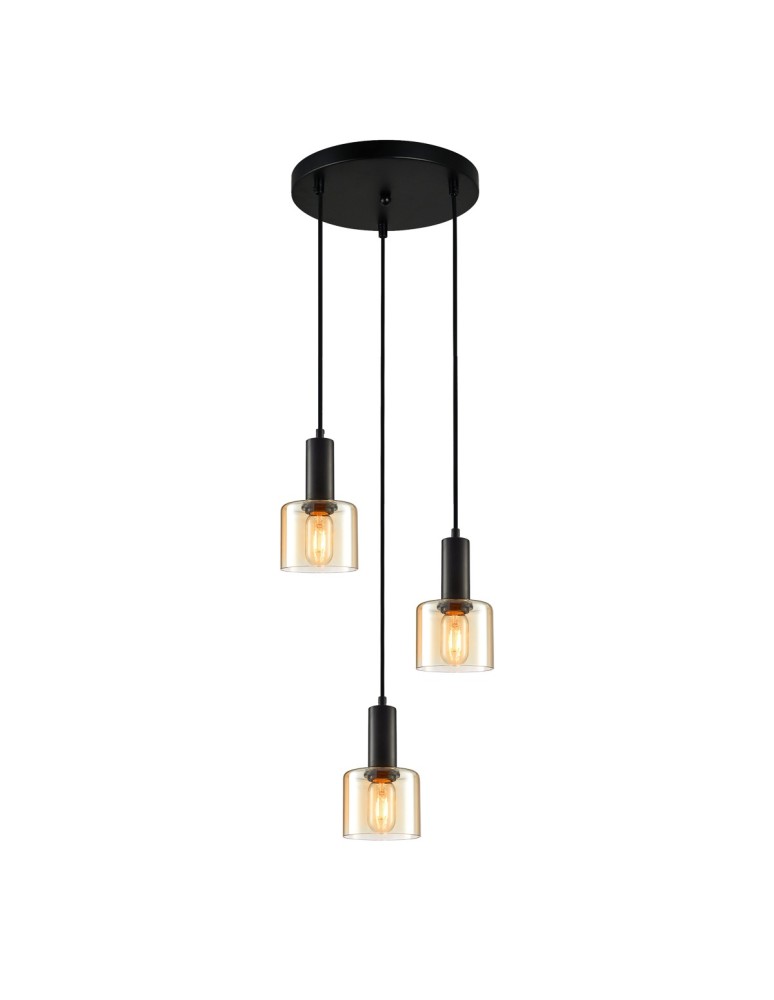 Lampy wiszące - ITALUX Santia Wisząca E27 3x40W Czarny PND-65342-3A-BK+AMB - produkt kolory-swiatla.pl 1