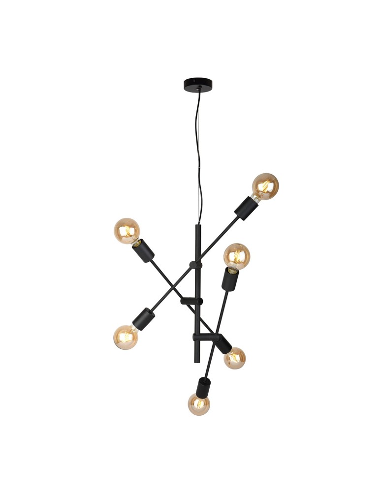 Lampy wiszące loftowe - ITALUX Ferreia Wisząca E27 6x40W Czarny PND-5986-6-BL - produkt kolory-swiatla.pl 1