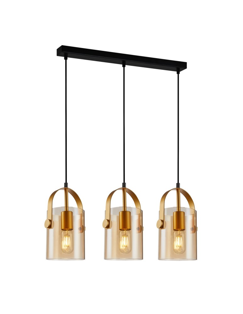 Lampy wiszące - ITALUX Nanesma Wisząca E27 3x40W Złoty PND-32453-3-GD+AMB - produkt kolory-swiatla.pl 1