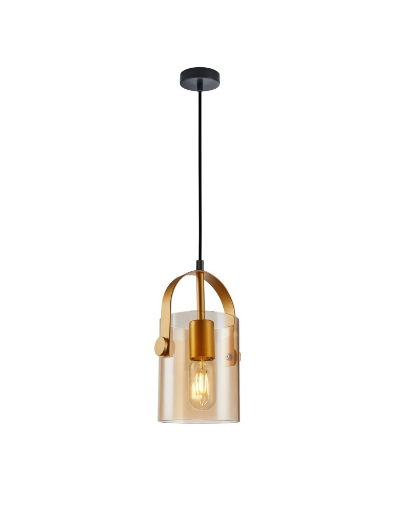 Lampy wiszące - ITALUX Nanesma Wisząca E27 1x40W Złoty PND-32453-1-GD+AMB - produkt kolory-swiatla.pl 1