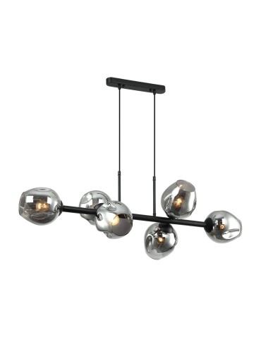ITALUX Borgo Wisząca E27 6x40W Czarny/Dymiony PND-30843-6 BK+SG