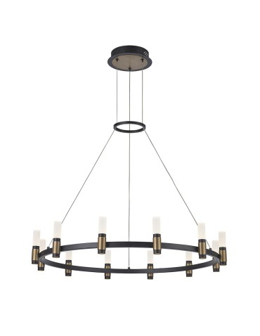 ITALUX Alamo Wisząca LED zintegrowany 48W 3000K 1920lm Czarny/Brązowy PND-280110130-12A-MBL