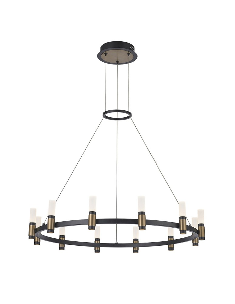 Lampy wiszące LED - ITALUX Alamo Wisząca LED zintegrowany 48W 3000K 1920lm Czarny/Brązowy PND-280110130-12A-MBL - produkt kolory-swiatla.pl 1