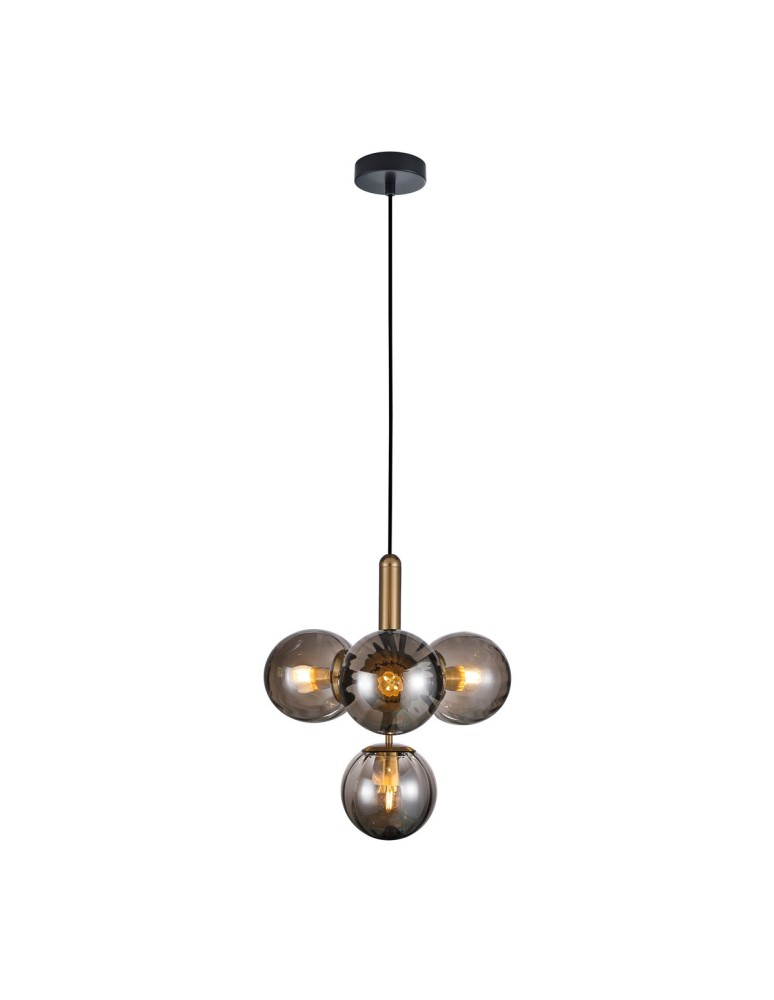 Lampy wiszące - ITALUX Ravena Wisząca E27 LED zintegrowany 4x5W Mosiądz/Dymiony PND-2324-4B BRO+SG - produkt kolory-swiatla.pl 1