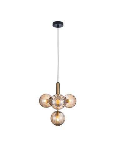 ITALUX Ravena Wisząca E27 LED zintegrowany 4x5W Mosiądz/Bursztyn PND-2324-4B BRO+AMB