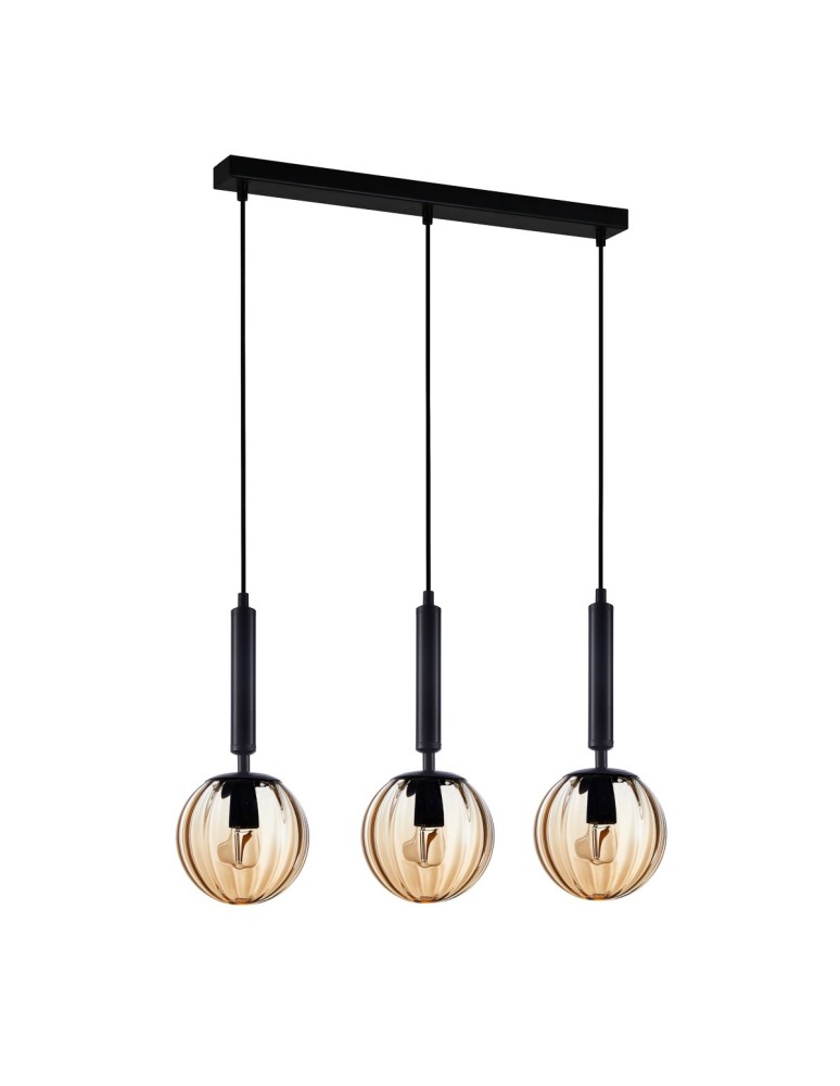 Lampy wiszące na listwie - ITALUX Ravena Wisząca E27 3x10W Czarny PND-2324-3L BK+AMB - produkt kolory-swiatla.pl 1