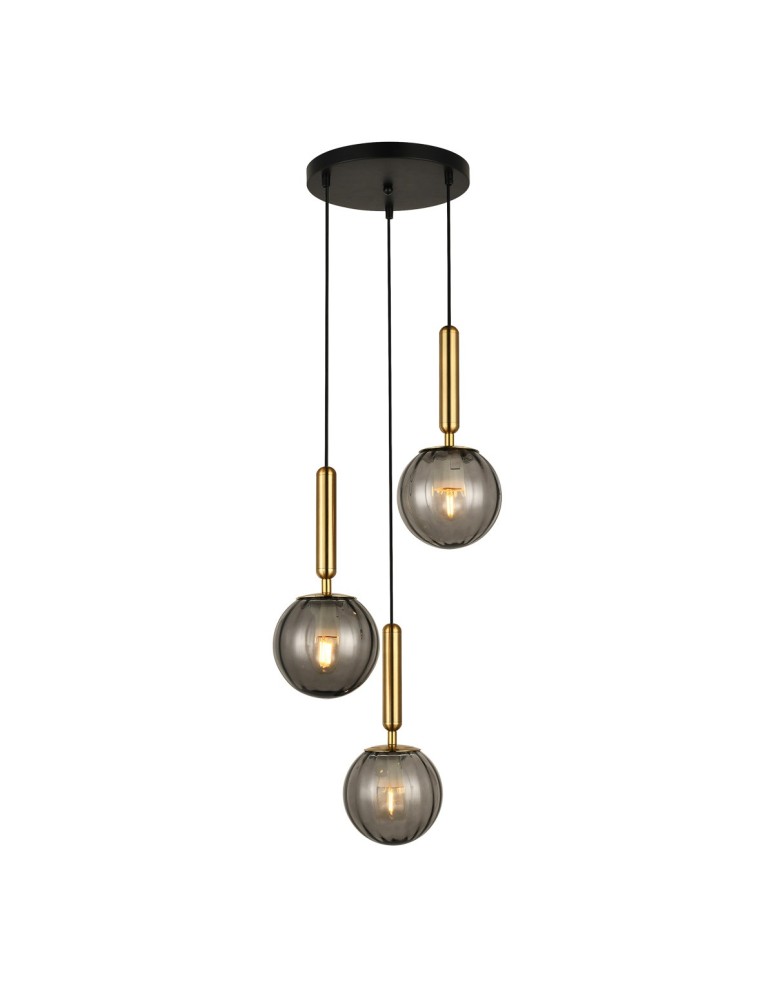 Lampy wiszące - ITALUX Ravena Wisząca E27 LED zintegrowany 3x5W Mosiądz/Dymiony PND-2324-3A BRO+SG - produkt kolory-swiatla.pl 1