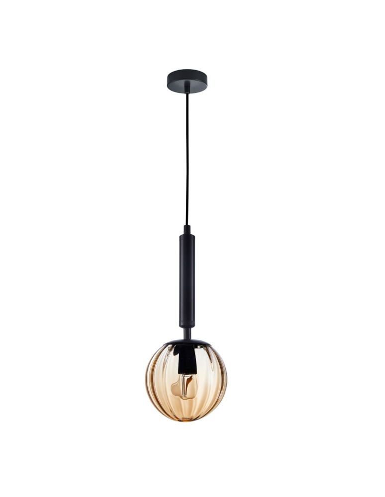 Lampy wiszące - ITALUX Ravena Wisząca E27 1x10W Czarny PND-2324-1 BK+AMB - produkt kolory-swiatla.pl 1