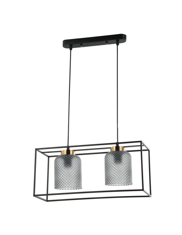 Lampy wiszące loftowe - ITALUX Sinella Wisząca E27 2x40W Czarny PND-23231-2-BK+SG - produkt kolory-swiatla.pl 1