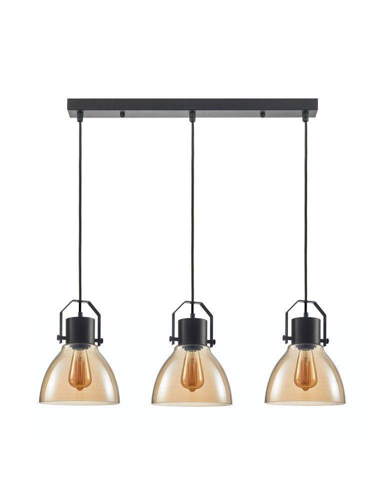 Lampy wiszące loftowe - ITALUX Darlena Wisząca E27 3x40W Czarny PND-22371-3-BK+AMB - produkt kolory-swiatla.pl 1