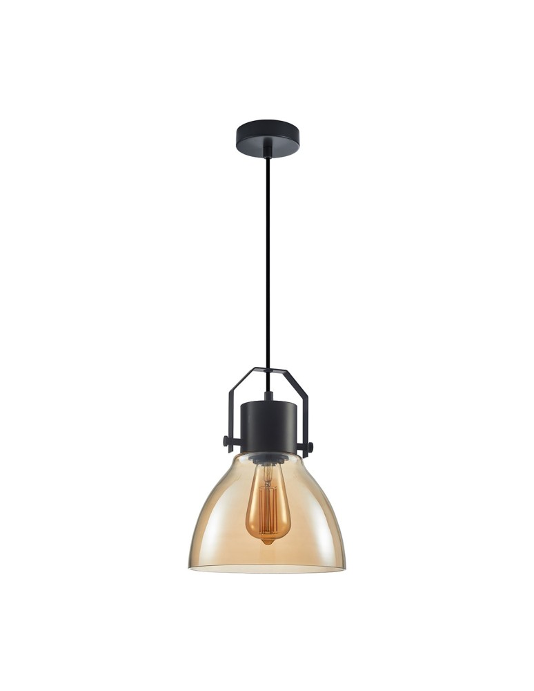 Lampy wiszące loftowe - ITALUX Darlena Wisząca E27 1x40W Czarny PND-22371-1-BK+AMB - produkt kolory-swiatla.pl 1