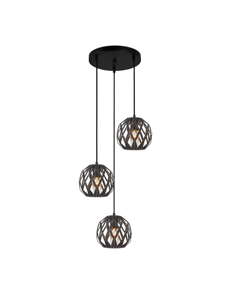 Lampy wiszące - ITALUX Hilo Wisząca E27 3x40W Czarny PND-22341-3SA-BK - produkt kolory-swiatla.pl 1