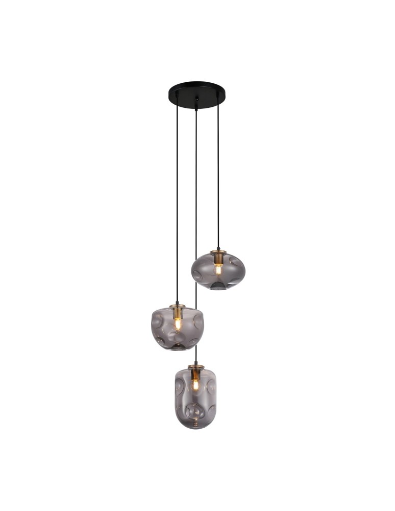 Lampy wiszące - ITALUX Hatella Wisząca E27 3x40W Miedziany/Czarny PND-112038-3A-BRO+SG - produkt kolory-swiatla.pl 1