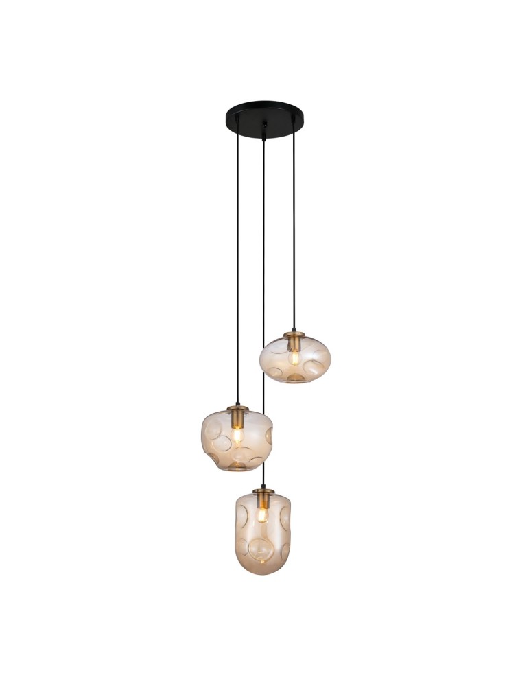 Lampy wiszące - ITALUX Hatella Wisząca E27 3x40W Miedziany/Czarny PND-112038-3A-BRO+AMB - produkt kolory-swiatla.pl 1