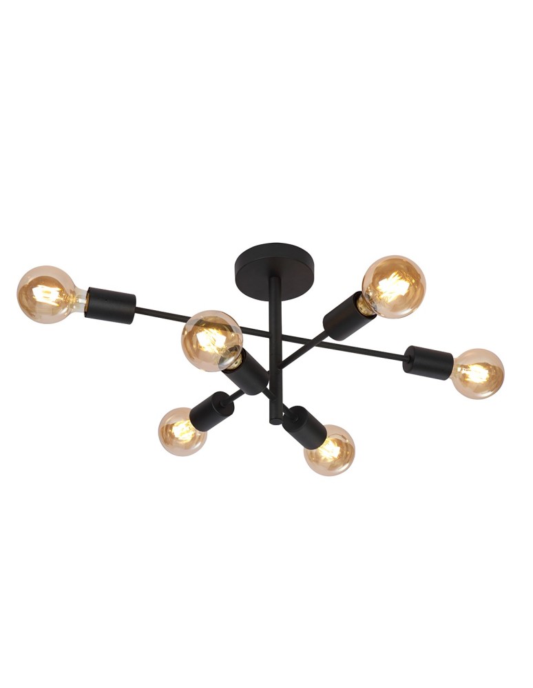 Lampy wiszące loftowe - ITALUX Atlantico Wisząca E27 6x20W Czarny PNC-5679-6-BL - produkt kolory-swiatla.pl 1