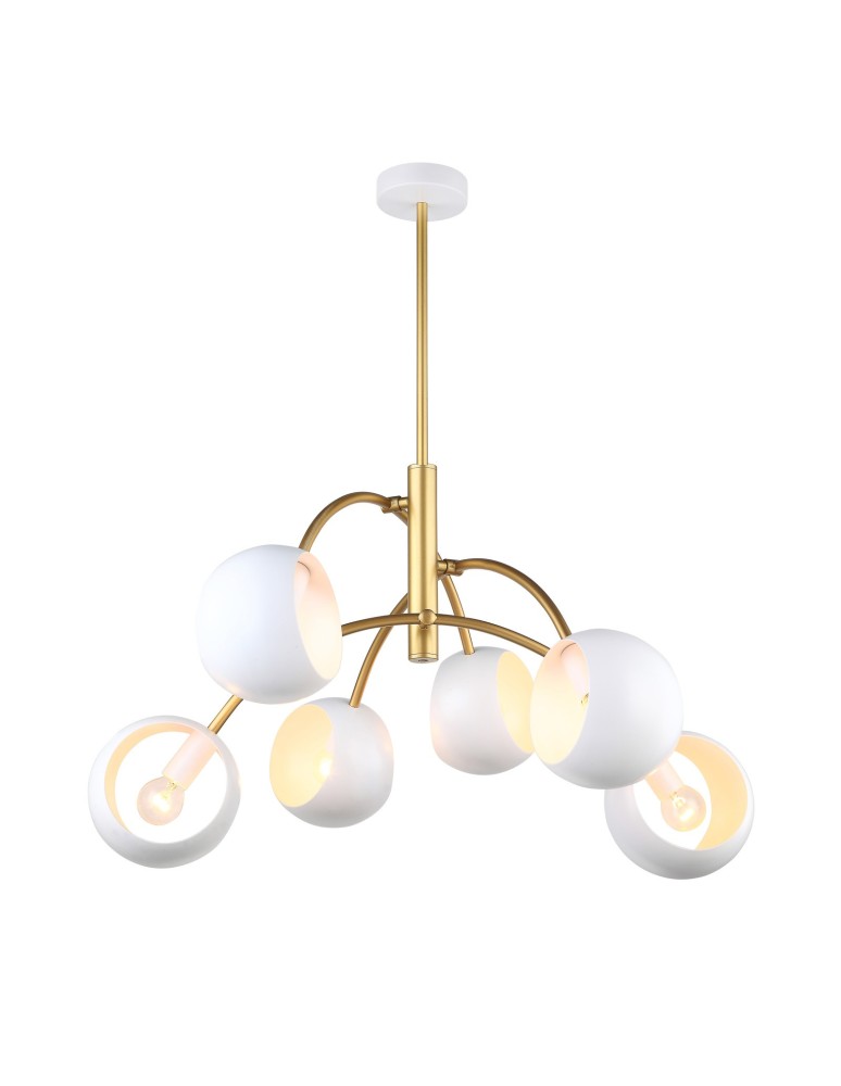 Lampy wiszące - ITALUX Melvo Wisząca E14 6x60W Biały/Złoty MDM-3691/6 GD+W - produkt kolory-swiatla.pl 1