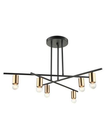ITALUX Normani Wisząca E27 6x60W Brązowy/Czarny MDM3658/6 BK+BRO