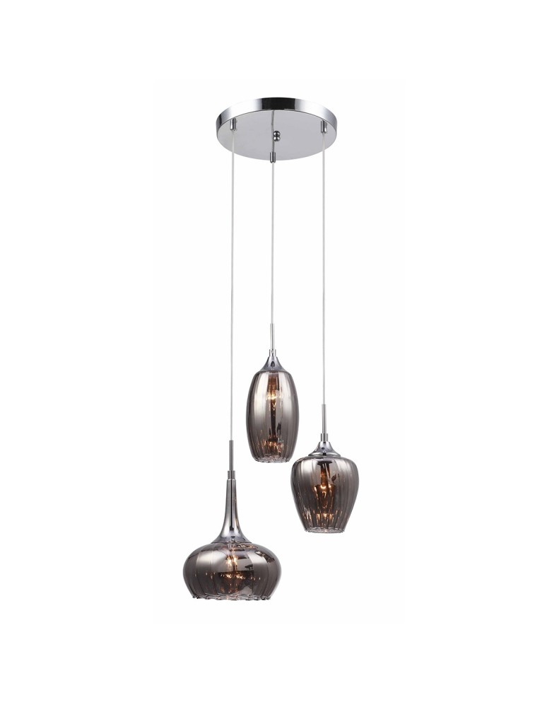 Lampy wiszące - ITALUX Marano Wisząca E14 3x40W Chrom/Dymiony MDM2289/3A - produkt kolory-swiatla.pl 1