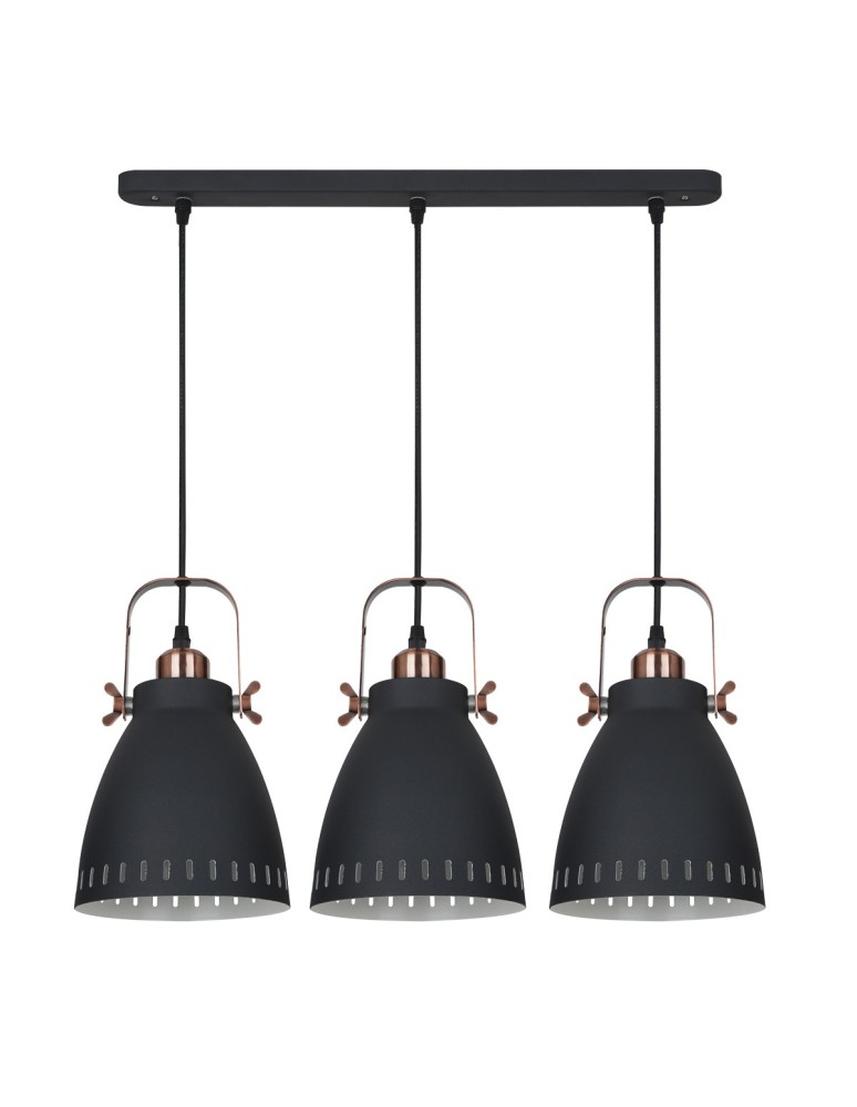 Lampy wiszące na listwie - ITALUX Franklin Wisząca E27 3x60W Grafitowy/Czerwony MD-HN8026S-3-B+RC - produkt kolory-swiatla.pl 1