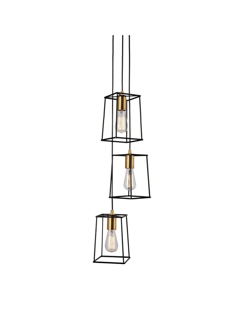 Lampy wiszące loftowe - ITALUX Alanis Wisząca E27 3x60W Czarny/Złoty MD-BR16556-D3-B/G - produkt kolory-swiatla.pl 1