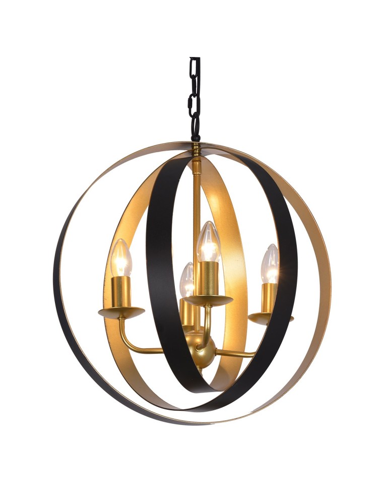 Żyrandole geometryczne - ITALUX Kaia Wisząca E14 4x40W Czarny/Złoty MD-BR16079-D4-B/G - produkt kolory-swiatla.pl 1