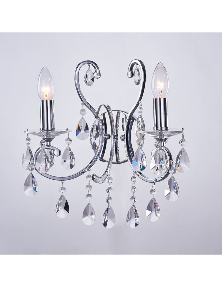 Kinkiety glamour - ITALUX Barocco Chrome Kinkiet E14 2x40W Czarny MB72709-2A - produkt kolory-swiatla.pl 1