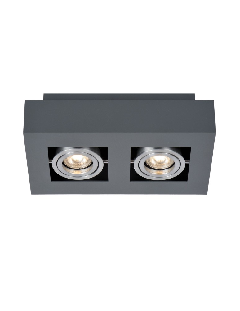 Oprawy sufitowe na wymienne źródło światła - ITALUX Casemiro Natynkowa GU10 2x50W Czarny/Aluminium IT8002S2-BK/AL - produkt kolory-swiatla.pl 1