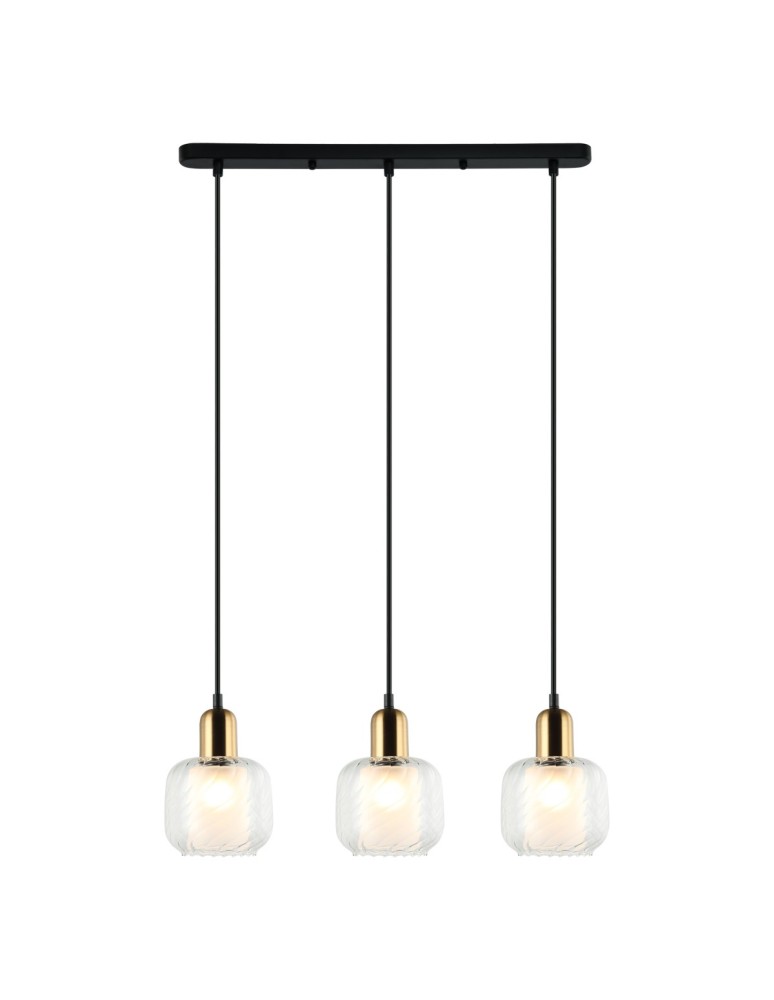 Lampy wiszące na listwie - ITALUX Lamezia Wisząca E27 3x40W Brązowy/Czarny PND-67594-3-BRO+CL - product kolory-swiatla.pl 2