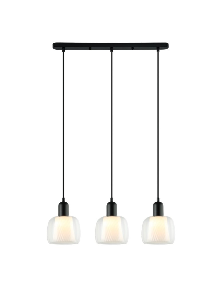 Lampy wiszące na listwie - ITALUX Lamezia Wisząca E27 3x40W Czarny PND-67594-3-BK+CL - product kolory-swiatla.pl 2