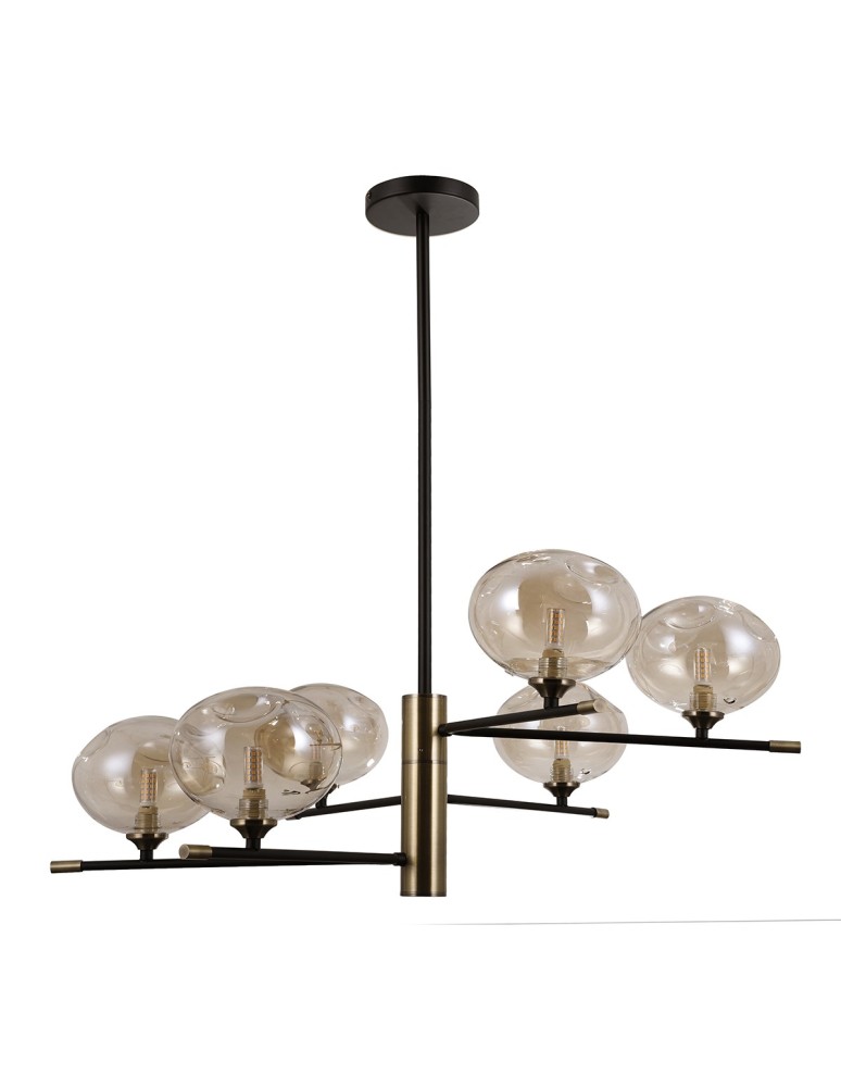 Lampy wiszące - ITALUX Mesta Wisząca G9 6x5W Czarny/Brązowy PND-58856-6-MB-AB - produkt kolory-swiatla.pl 2
