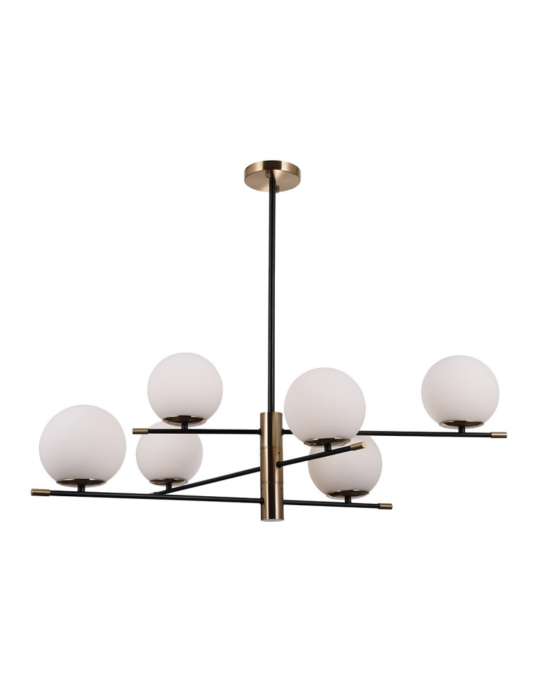 Lampy wiszące kule - ITALUX Stelia Wisząca E14 6x5W Czarny/Brązowy PND-43660-6 - product kolory-swiatla.pl 2