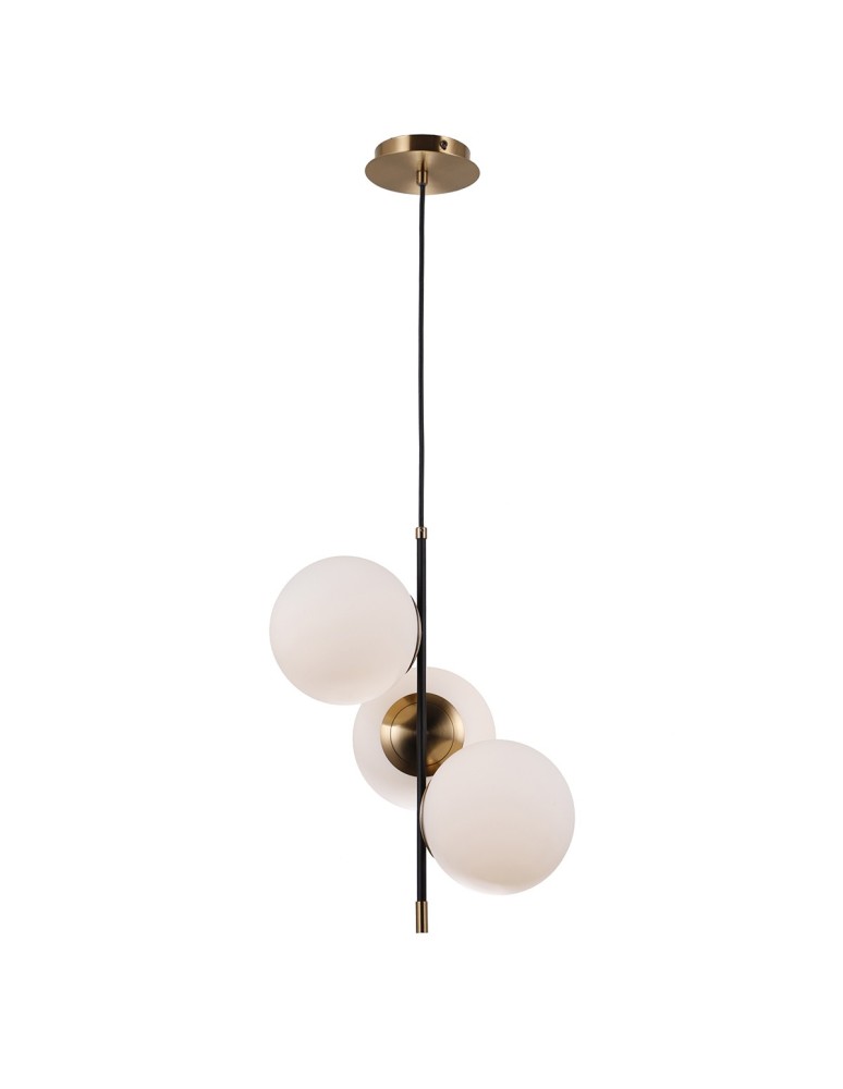 Lampy wiszące kule - ITALUX Stelia Wisząca E14 3x5W Czarny/Brązowy PND-43660-3 - product kolory-swiatla.pl 2