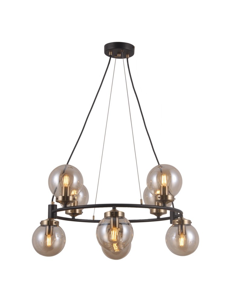Lampy wiszące kule - ITALUX Galvez Wisząca E14 8x5W Czarny/Brązowy PND-28622-8A - produkt kolory-swiatla.pl 2