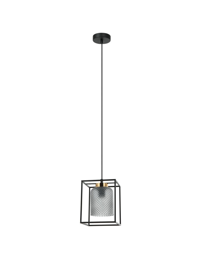 Lampy wiszące - ITALUX Sinella Wisząca E27 1x40W Czarny PND-23231-1-BK+SG - product kolory-swiatla.pl 2