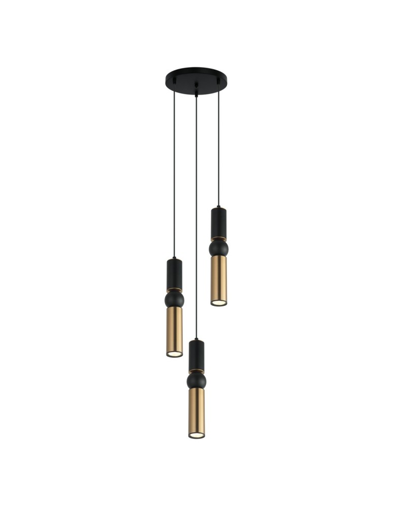 Lampy wiszące - ITALUX Isidora Wisząca GU10 3x25W Czarny/Brązowy PND-14290-3-BK-BRO - product kolory-swiatla.pl 2