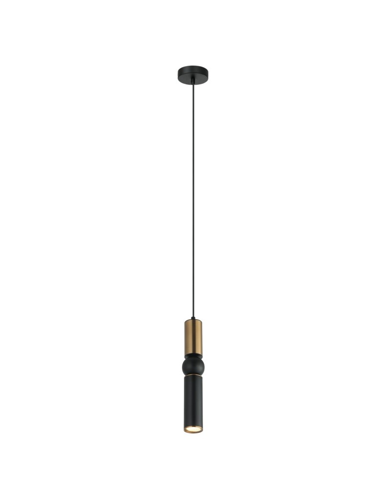 Lampy wiszące loftowe - ITALUX Isidora Wisząca GU10 1x25W Czarny/Brązowy PND-14290-1-BRO-BK - product kolory-swiatla.pl 2