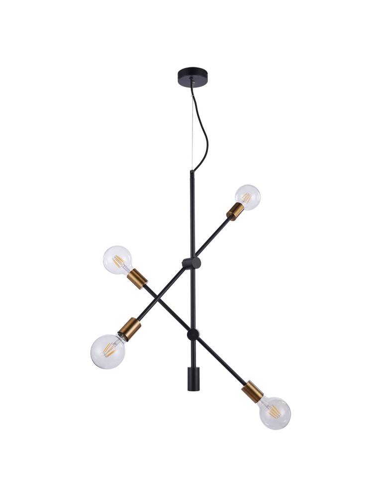 Lampy wiszące - ITALUX Edmond Wisząca E27 4x60W Czarny/Złoty MD-BR-262002-D4-G/B - product kolory-swiatla.pl 2