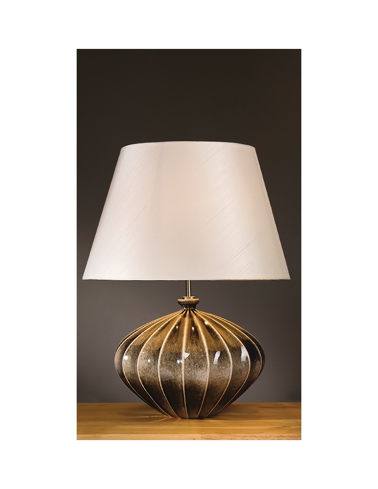 Lampy stołowe z abażurem - LUIS COLLECTION RIBBED PUMPKIN 1x60W E27 RIB PUMPKIN/TL Stołowa - produkt kolory-swiatla.pl 1