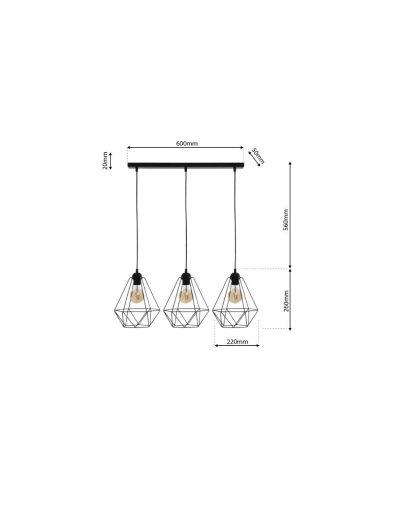 Milagro Lampa wisząca BASKET BLACK 3xE27 MLP7215 Milagro Lampa wisząca BASKET BLACK 3xE27 MLP7215