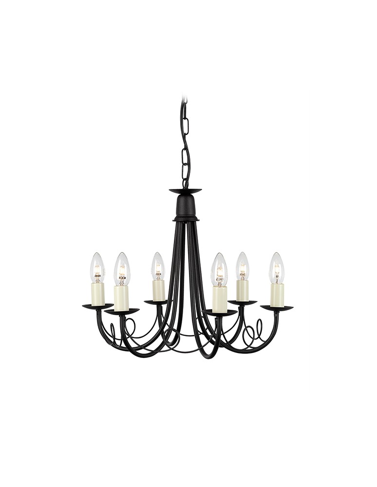 Żyrandole retro - Elstead Lighting Interior Kinkiet MINSTER 6x60W E14 MN6 BLACK - produkt kolory-swiatla.pl 1
